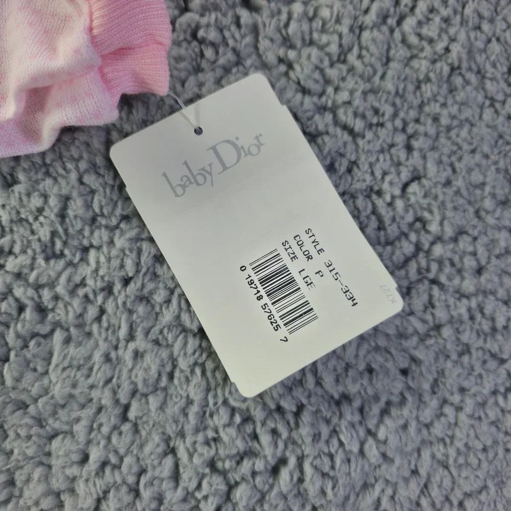 Baby Dior Vintage Pink Flower Basket Footed Sleeper Romper NWT Sz L 18-23 lbs